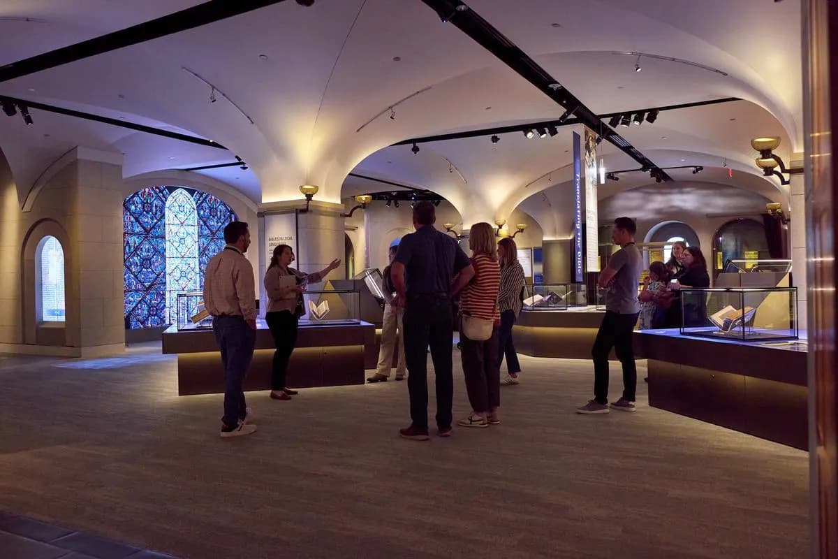 An Inspire guide leads guests through the Museum of the Bible in Washington, D.C.